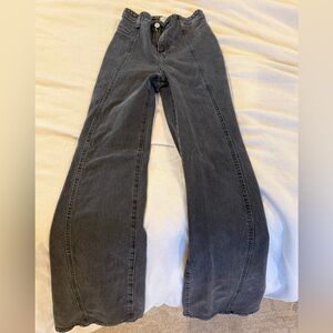 Free People Flare Black/Gray Denim High Wasted Pants